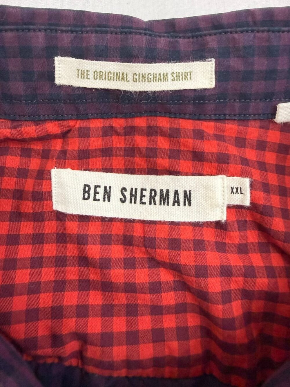 Ben Sherman Original Gingham Button-Down Shirt Purple Navy XXL - Picture 4 of 8